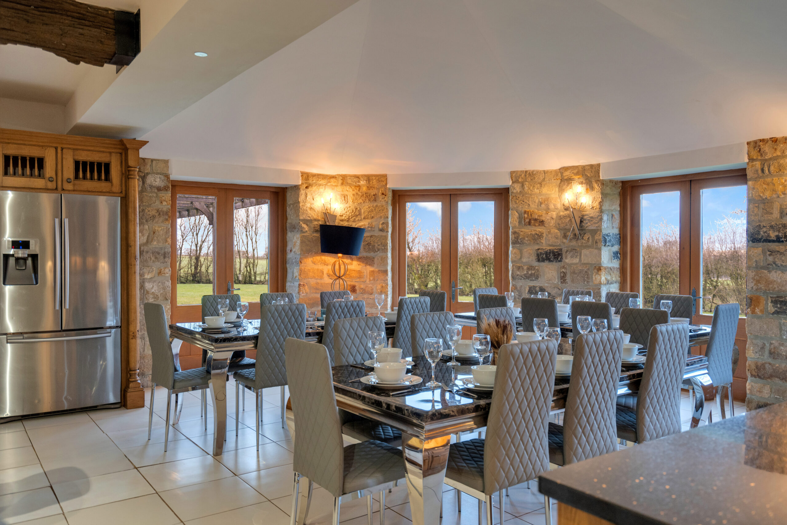 large dining area connected to the kitchen