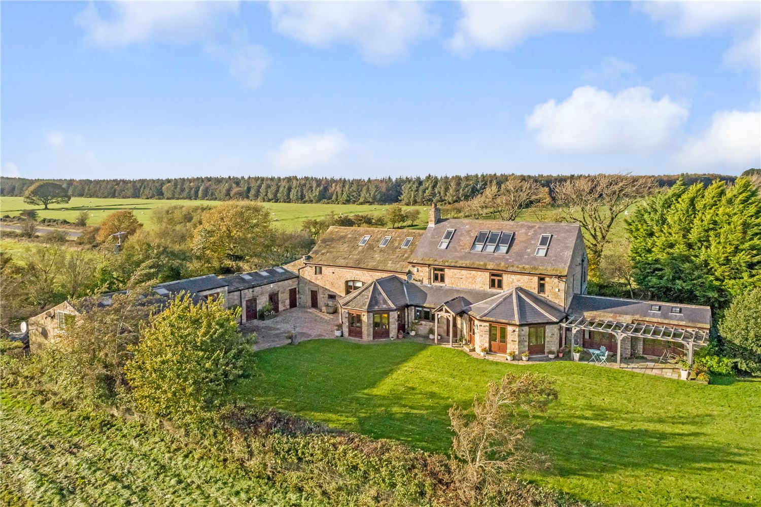 exterior aerial shot of Harrogate House Retreat